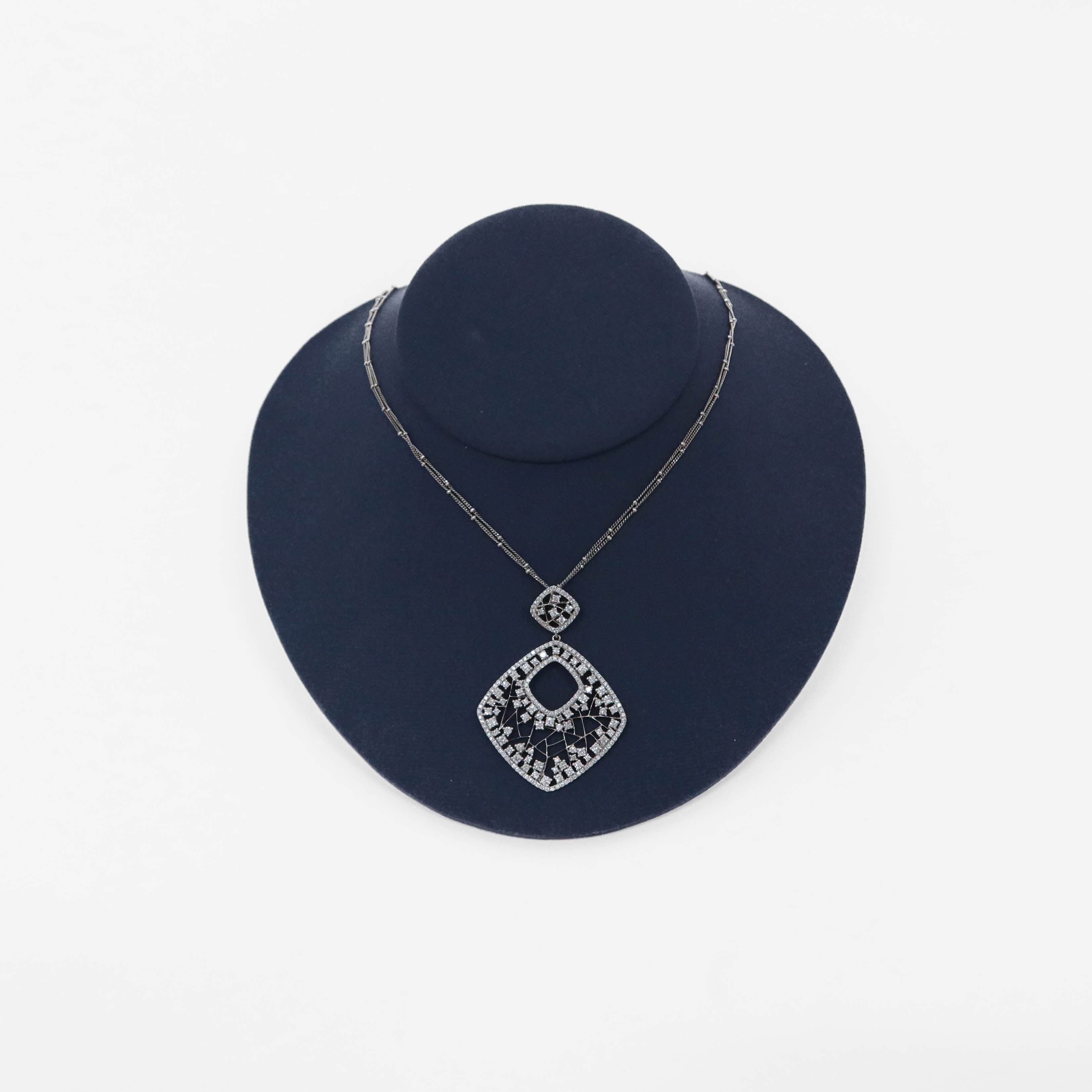 White Gold Diamond Web Statement Necklace