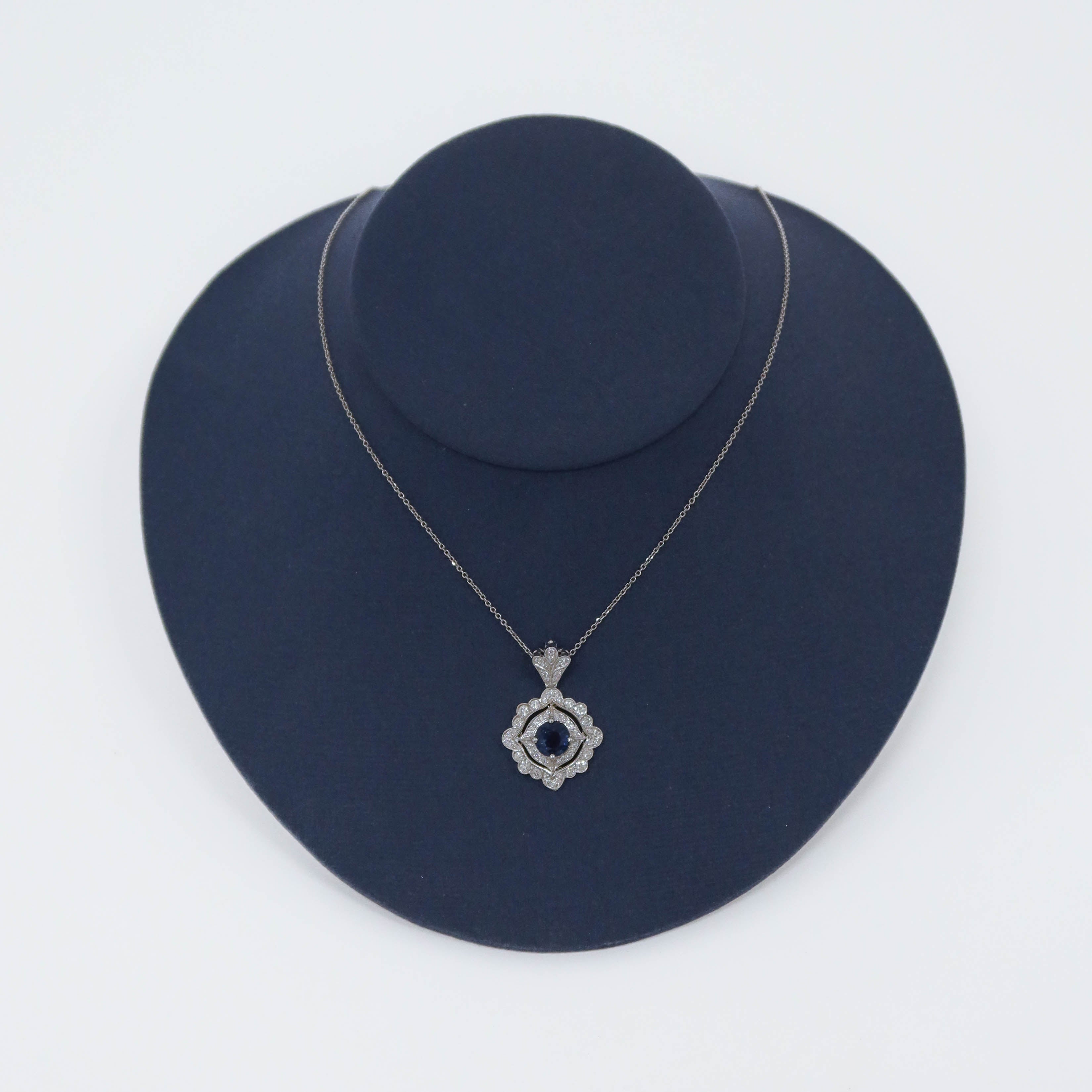 Cebron Sapphire Diamond Halo Pendant