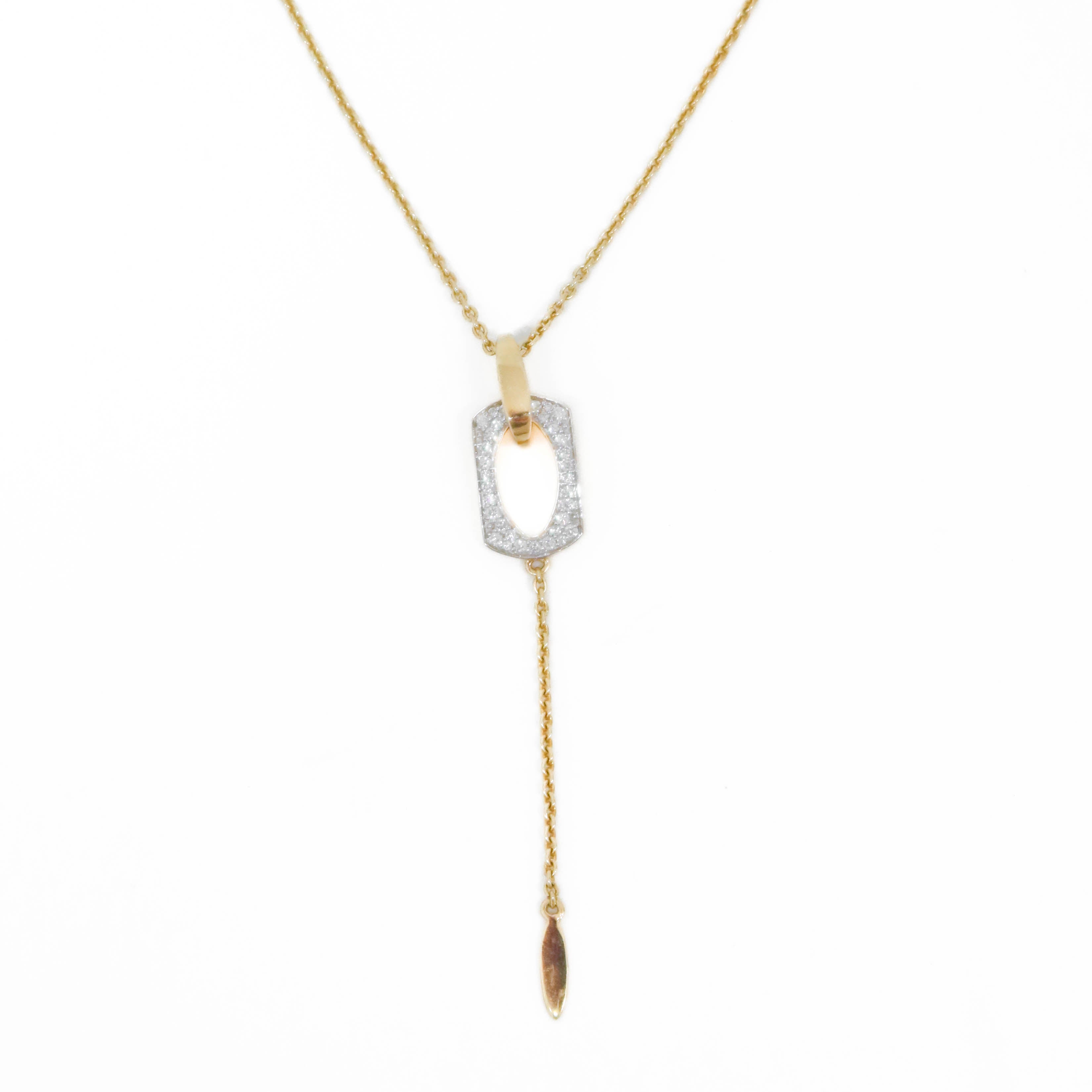 Yellow Gold Diamond Link Drop Chain Necklace