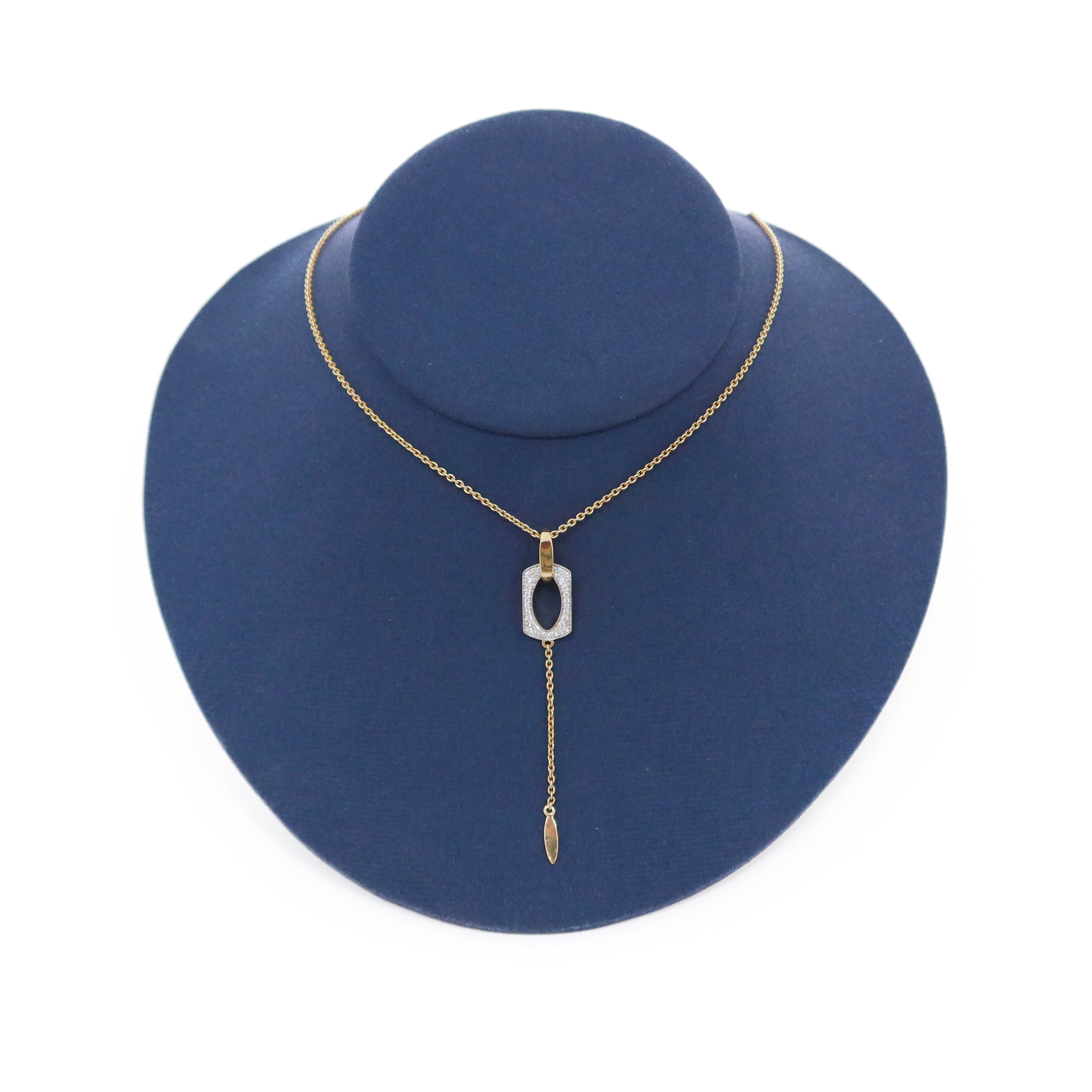 Yellow Gold Diamond Link Drop Chain Necklace