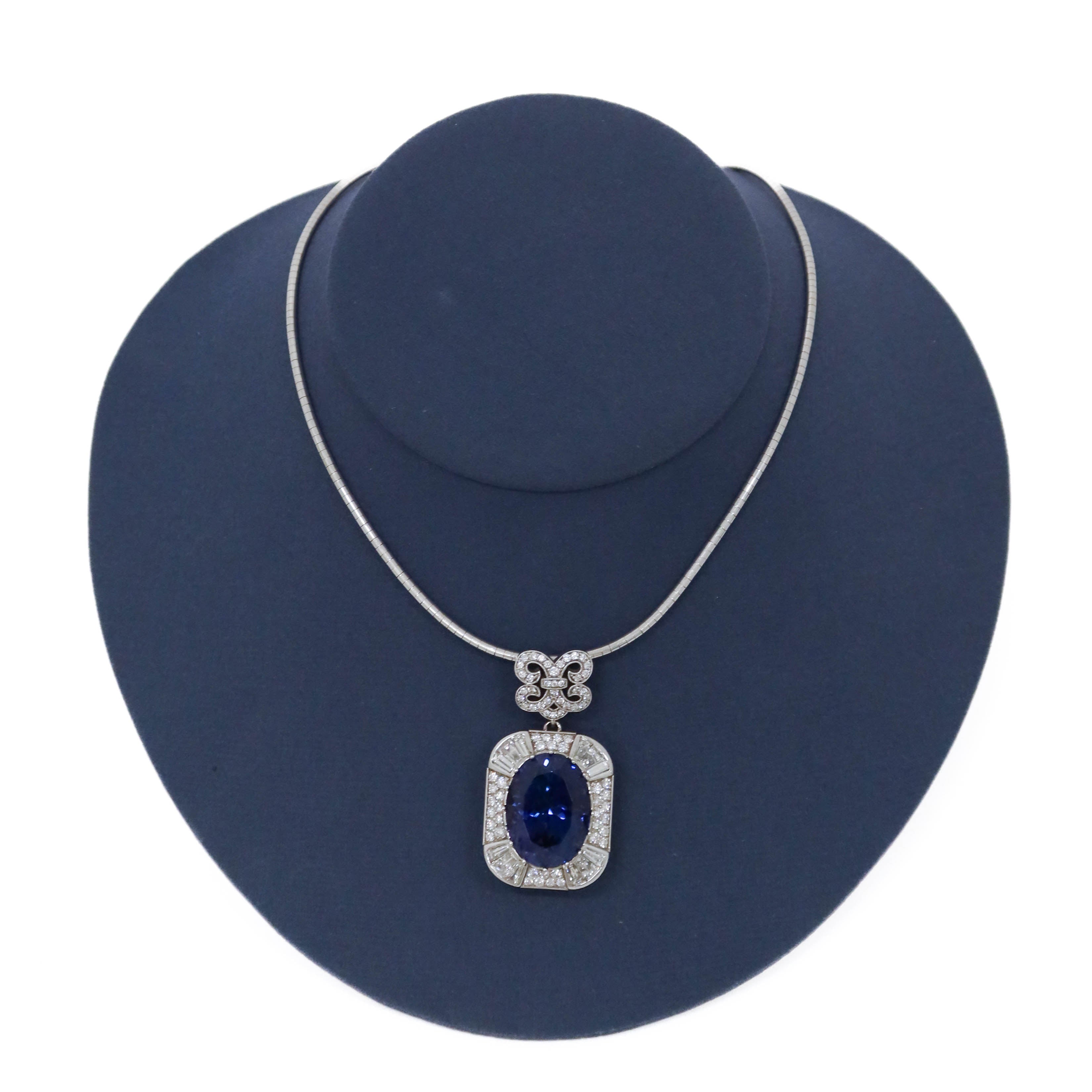 Custom multi-shape tanzanite diamond pendant necklace