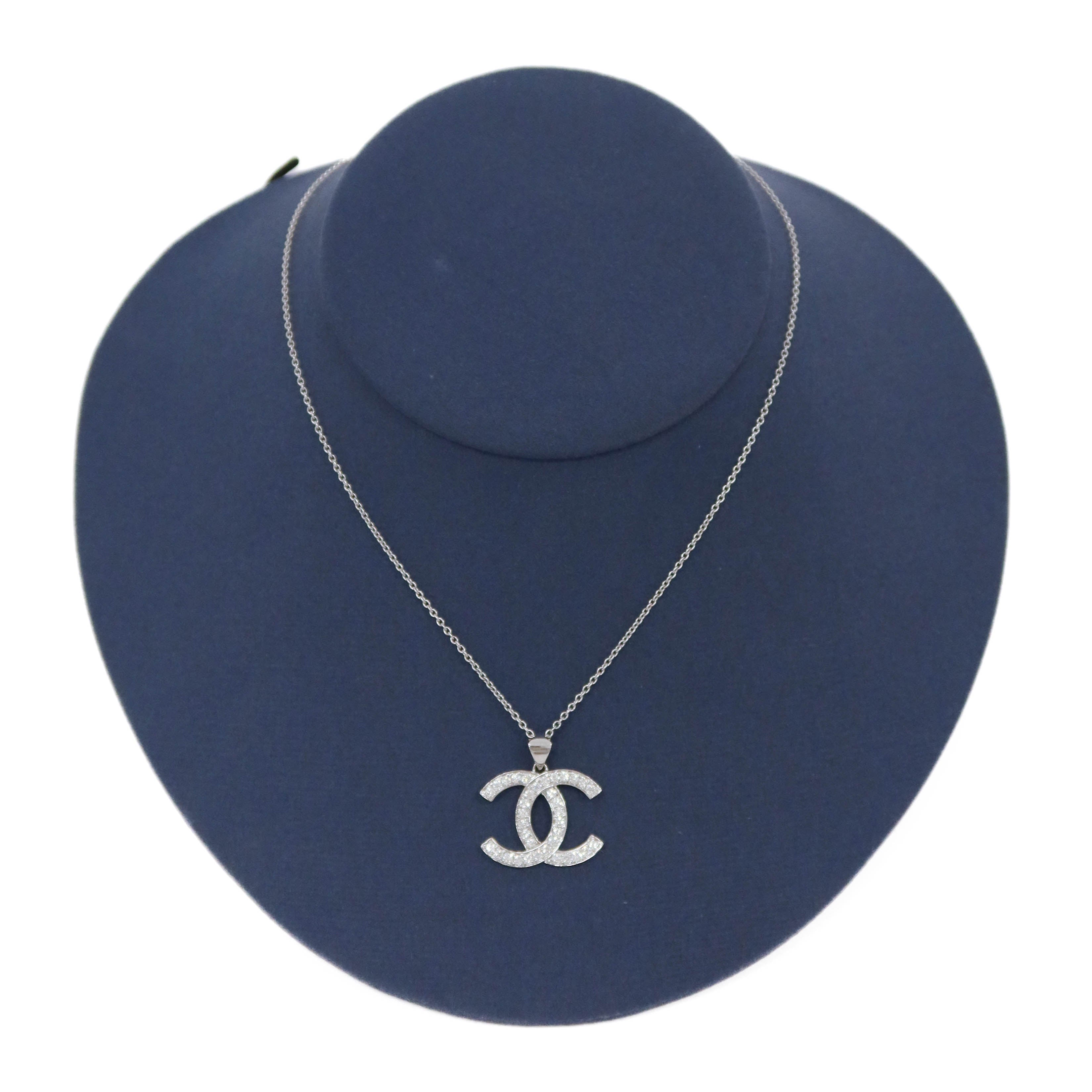 Chanel style diamond pendant necklace