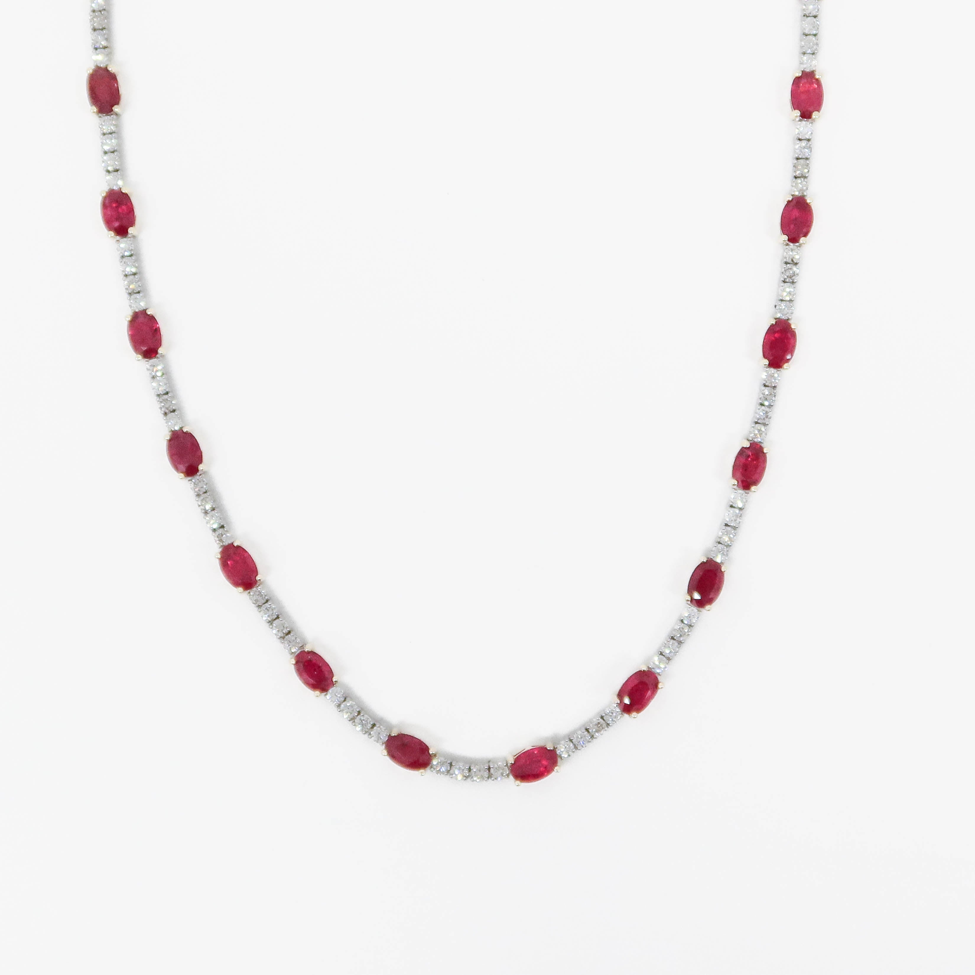 Natural Ruby and Diamond Two-Tone Necklace