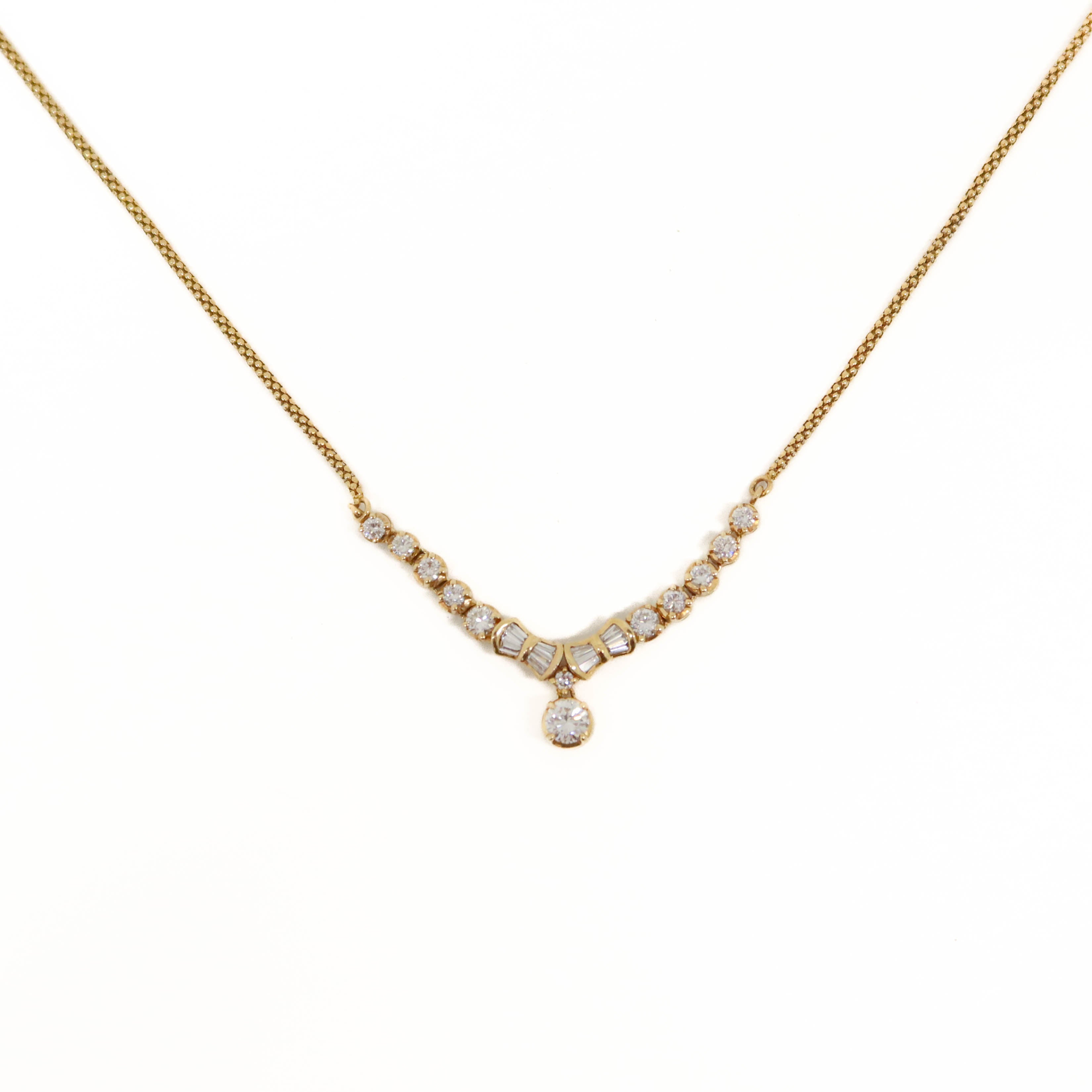 18kt Yellow Gold Multi Shape Natural Diamond Necklace