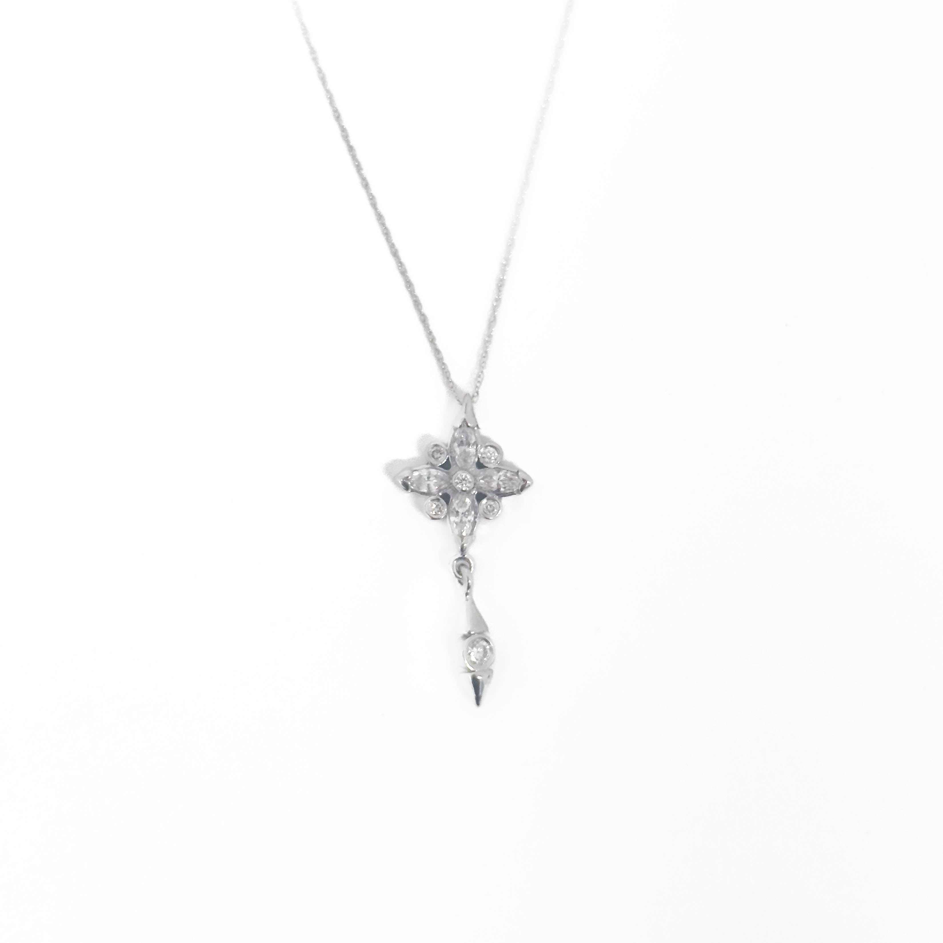 Star Multi-shape diamond drop necklace white gold