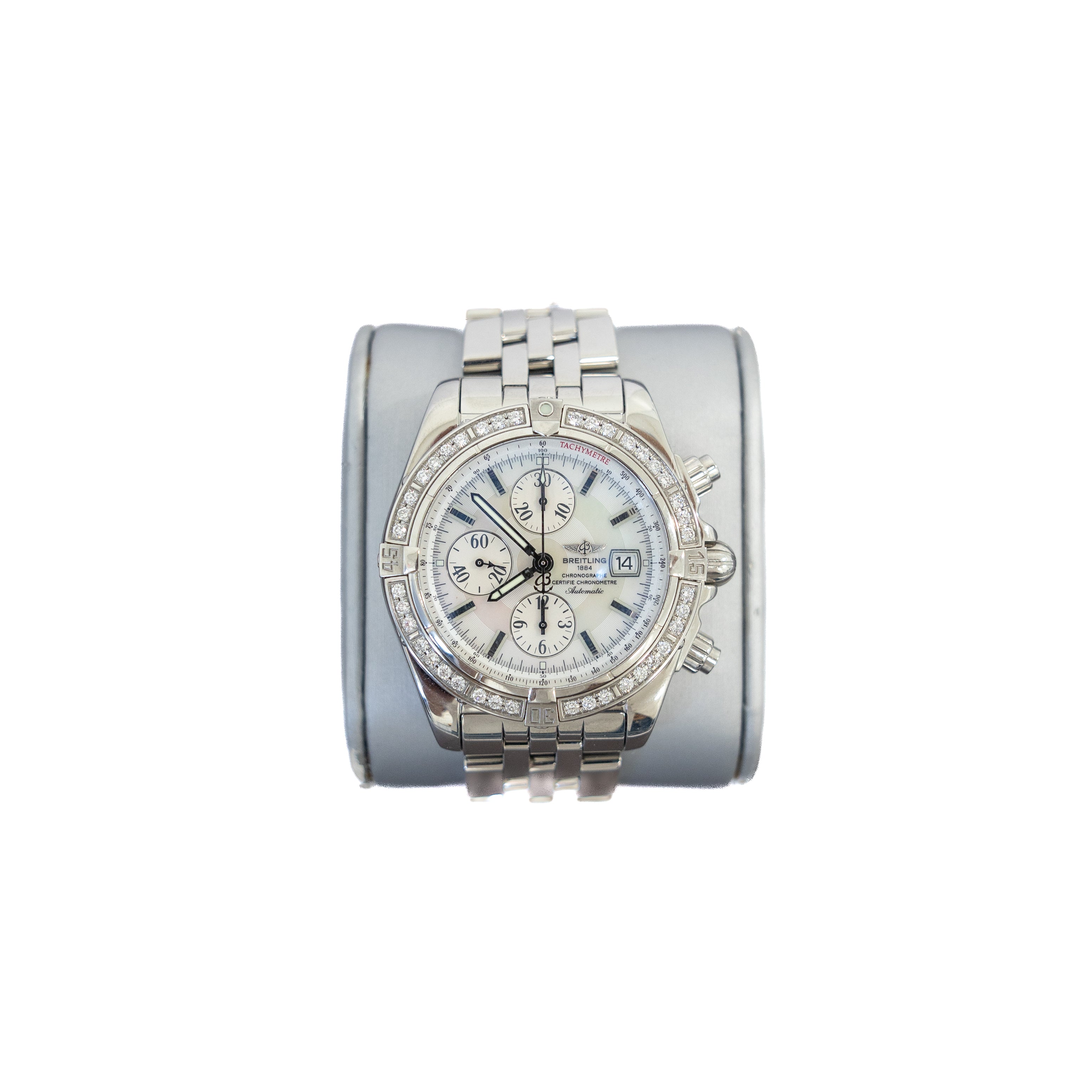 Breitling Chronomat Evolution A13356 MOP Dial Diamond Bezel 44MM Automatic Watch
