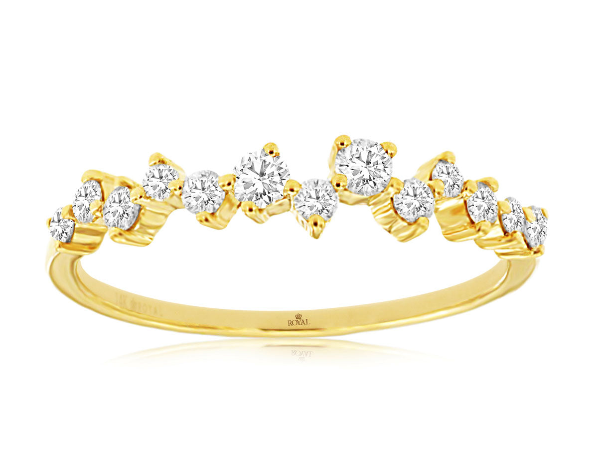 Multi Shaped Natural Diamond Ring 14kt Yellow