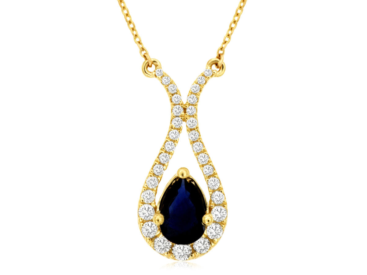 .88ct Pear Cut Sapphire and Diamond Necklace