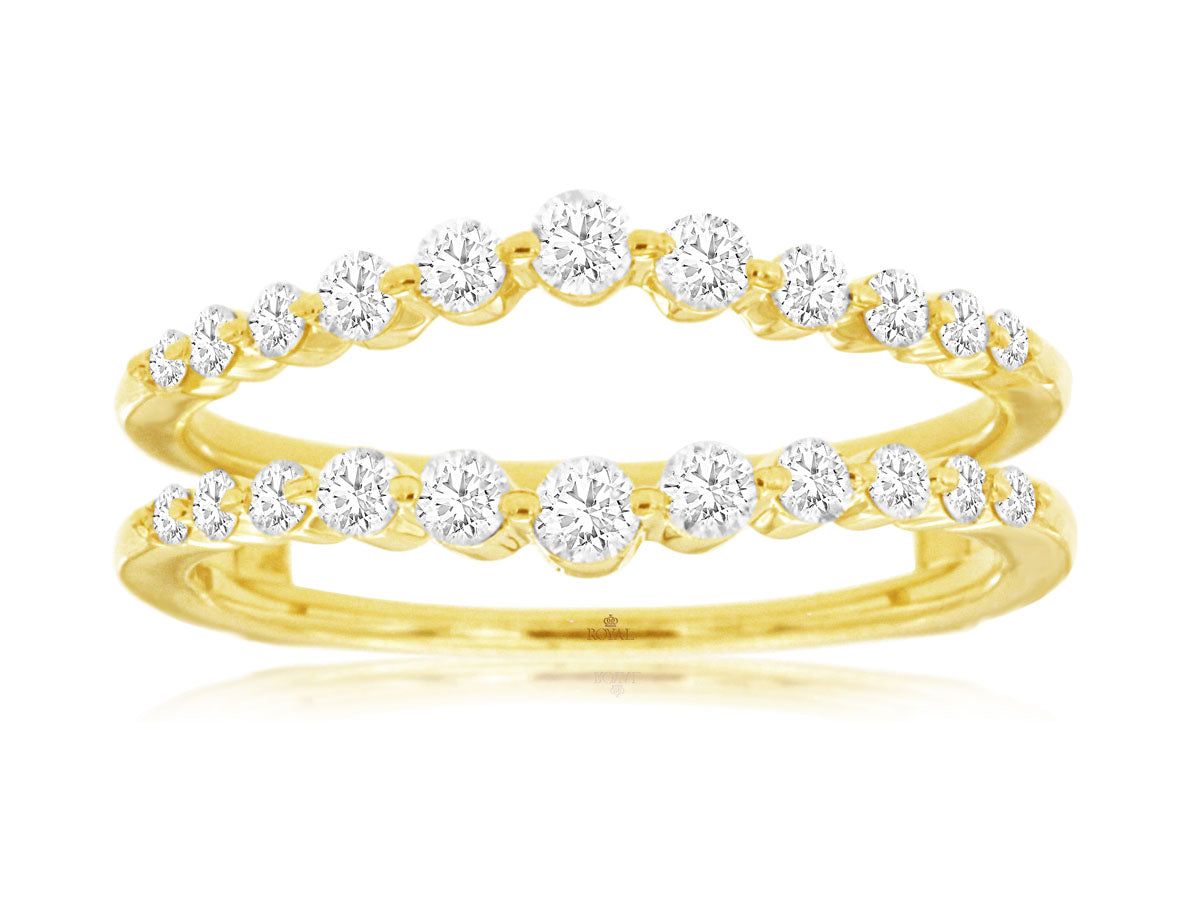 Curved Natural Diamond Ring Jacket 14kt Yellow