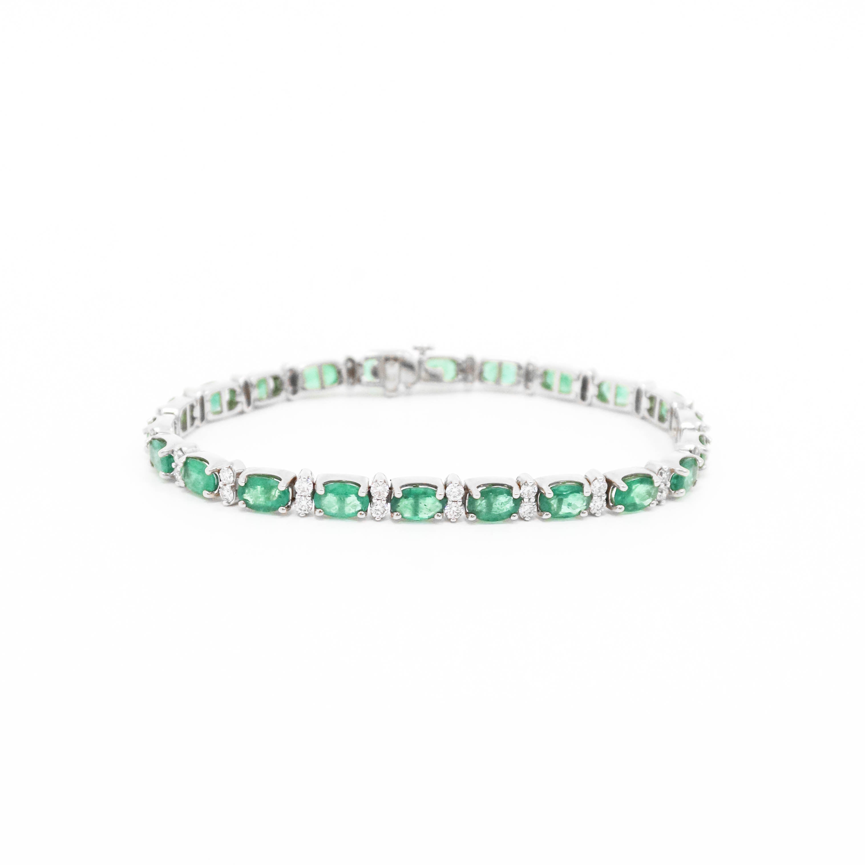 Natural Emerald Diamond bracelet - 14kt yellow gold