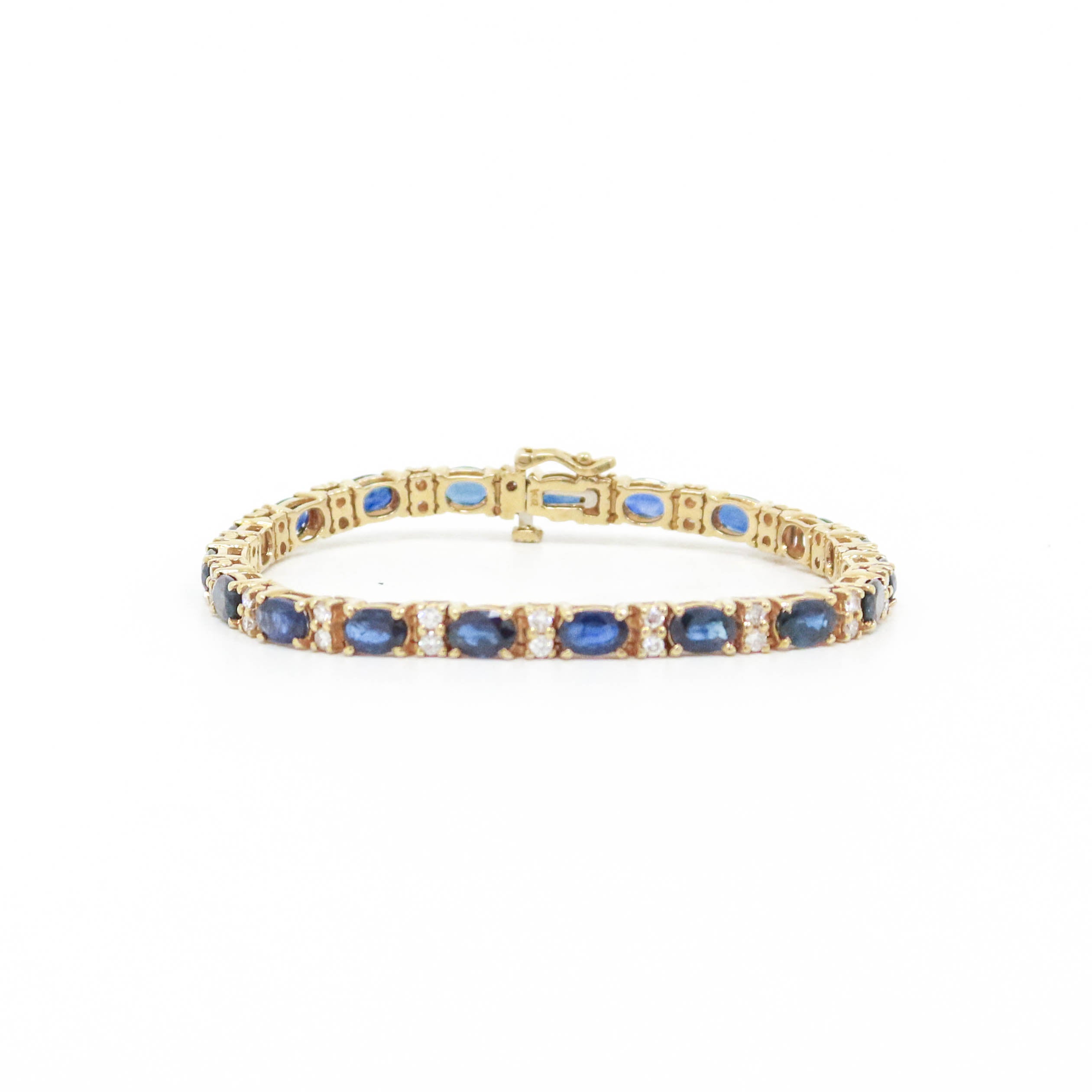 10.5ctw Natural Sapphire Diamond Bracelet - 14kt Yellow Gold