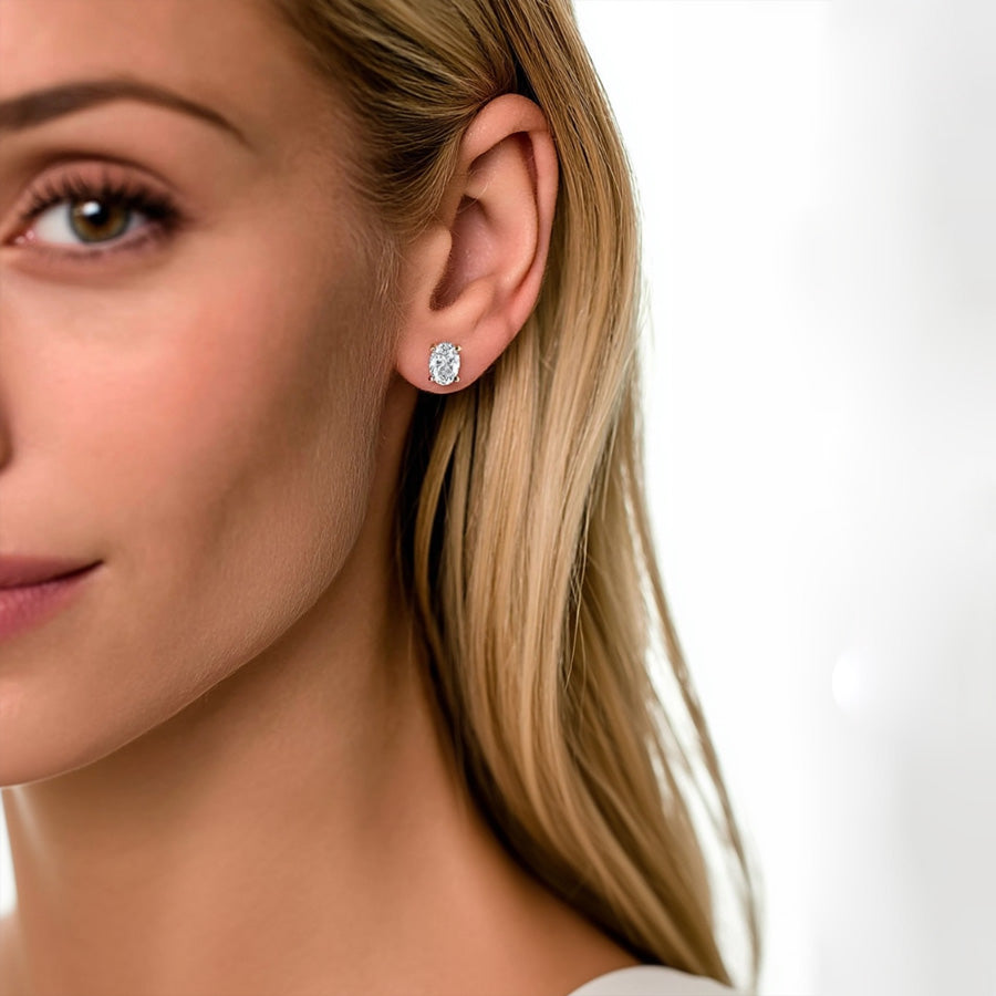 Lab Diamond Oval Cut Stud Earrings 2 cttw