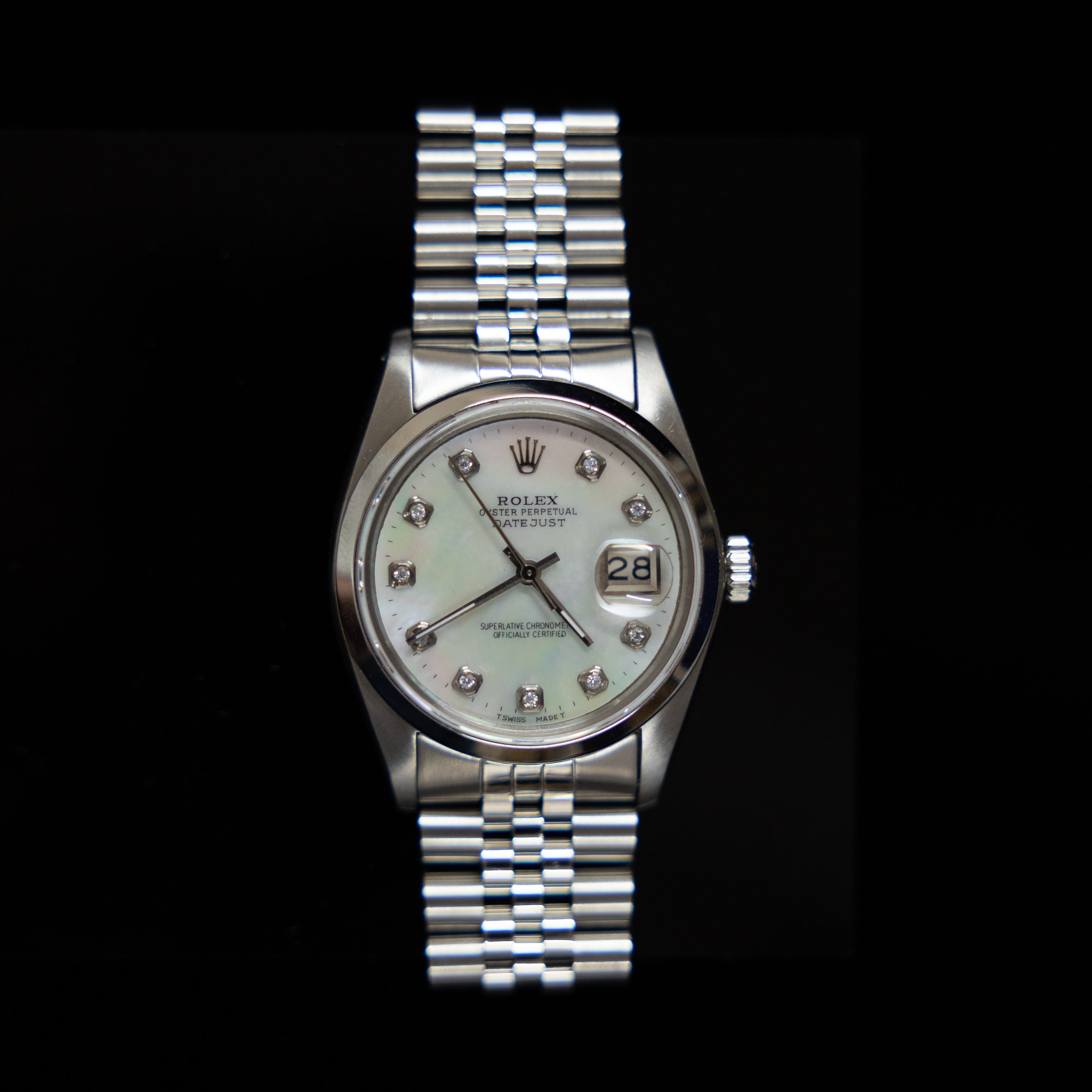 Rolex Datejust 36 Stainless Steel Jubilee Mother of Pearl Diamond Dial Ref. 16014