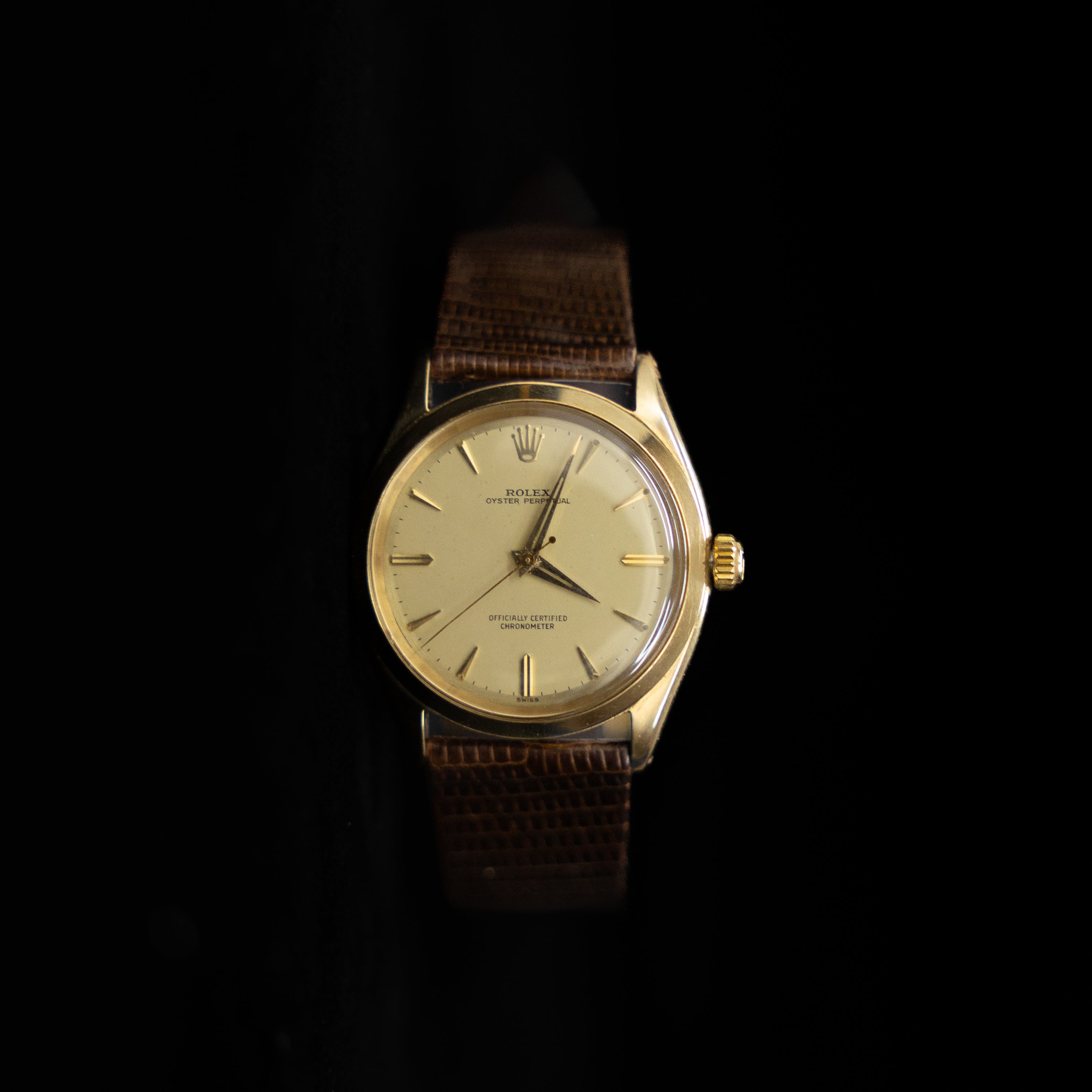 Vintage Rolex Oyster Perpetual 14K Yellow Gold Automatic 34mm Ref. 6564 Circa 1960