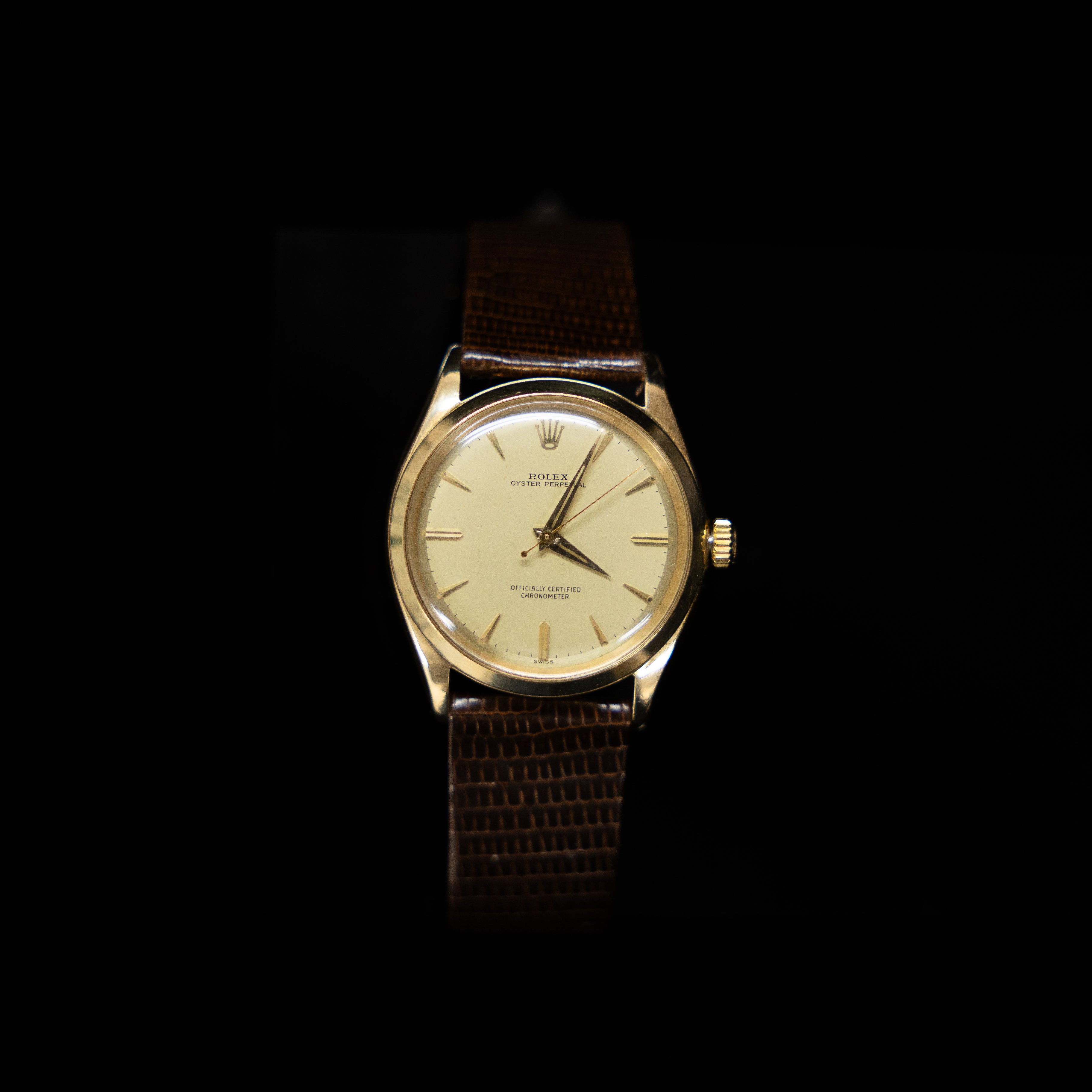 Vintage Rolex Oyster Perpetual 14K Yellow Gold Automatic 34mm Ref. 6564 Circa 1960