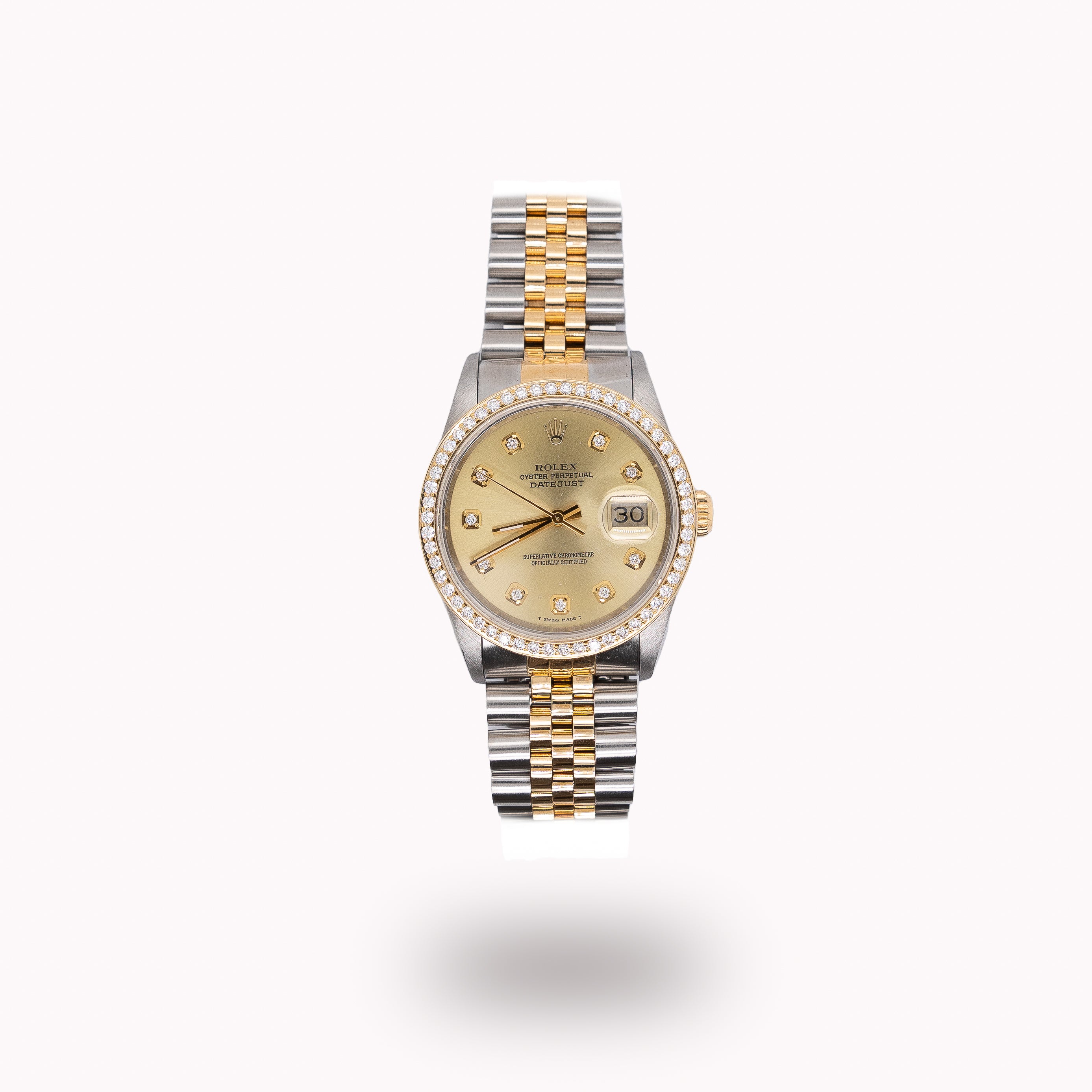 Rolex Datejust 36mm 16233 18k Yellow Gold Champagne Diamond Dial
