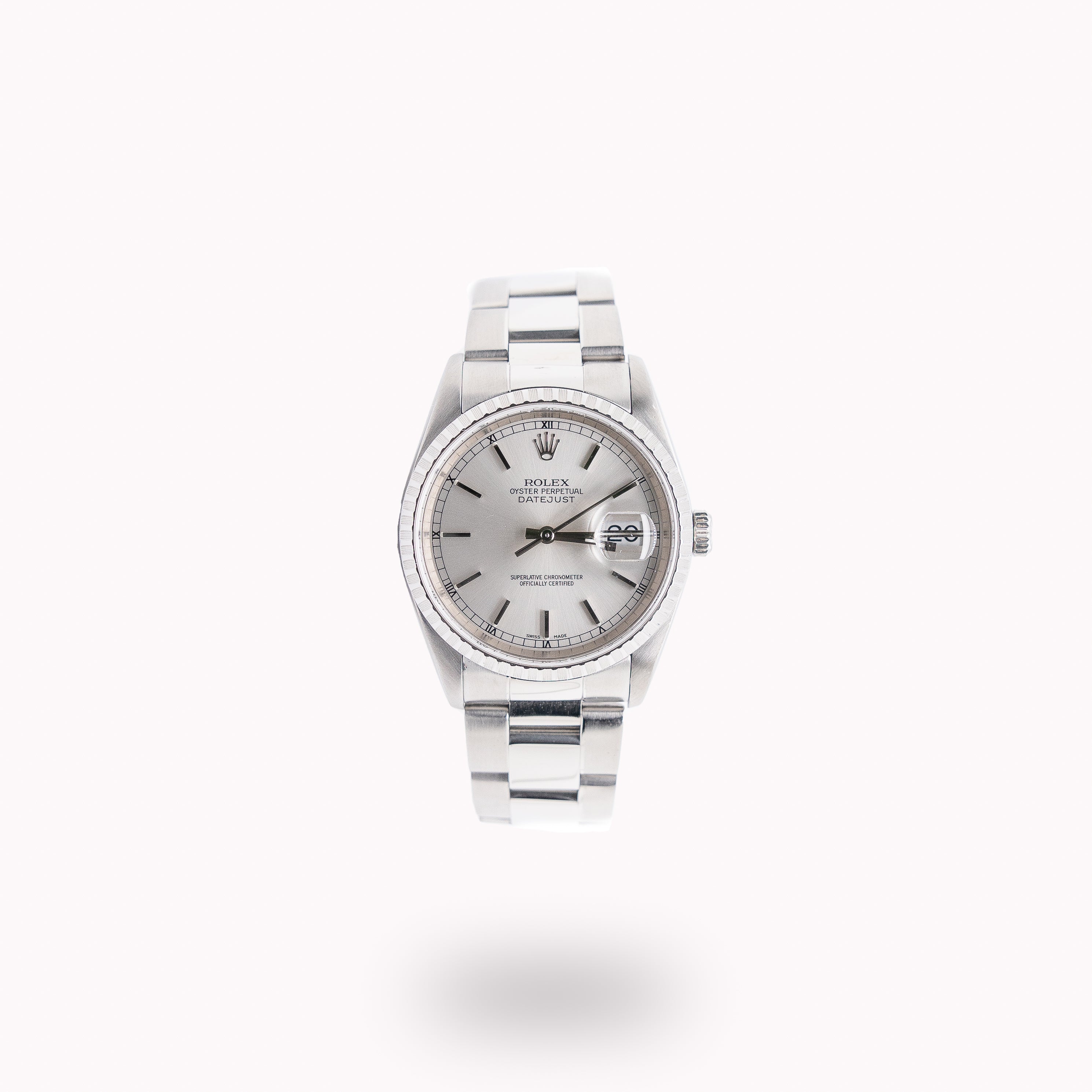 Rolex Datejust 16220 36mm Silver Stick Dial Stainless Steel Oyster