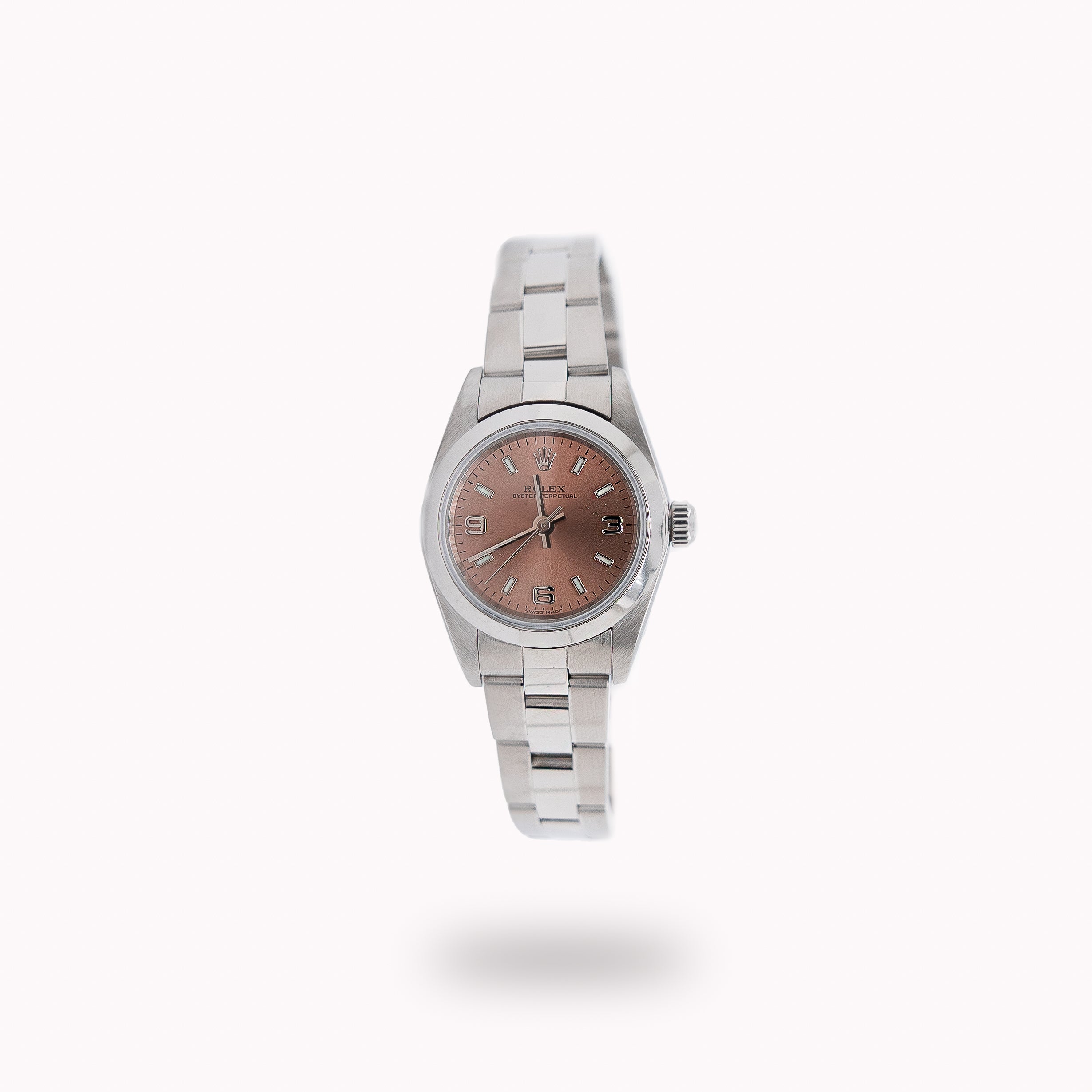 Rolex Oyster Perpetual 76080 24mm Pink Arabic Dial Stainless Steel Oys