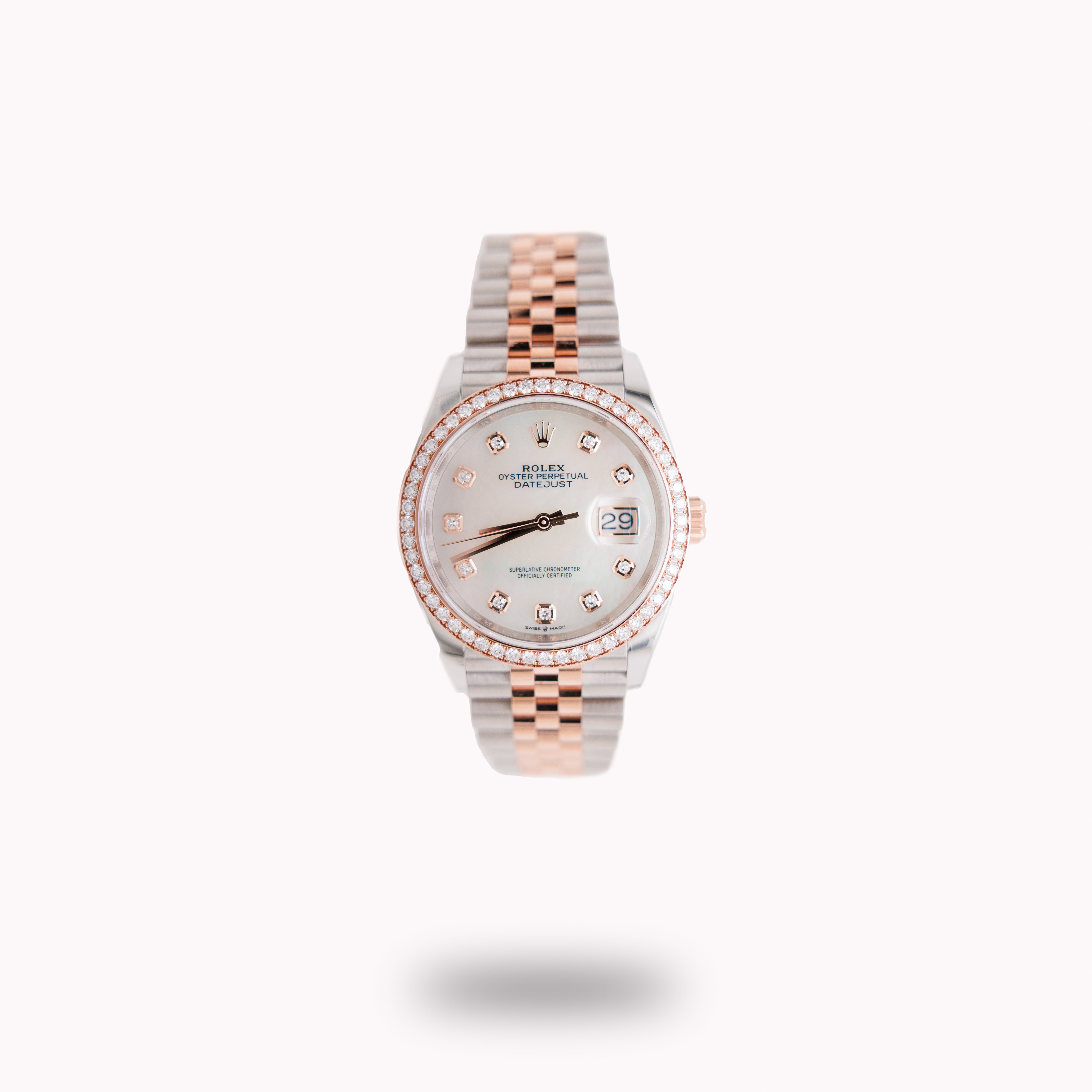 Rolex Datejust 36 Ref 126281RBR 18KT Rose Gold Stainless Steel Mother of Pearl Diamond Used 2025