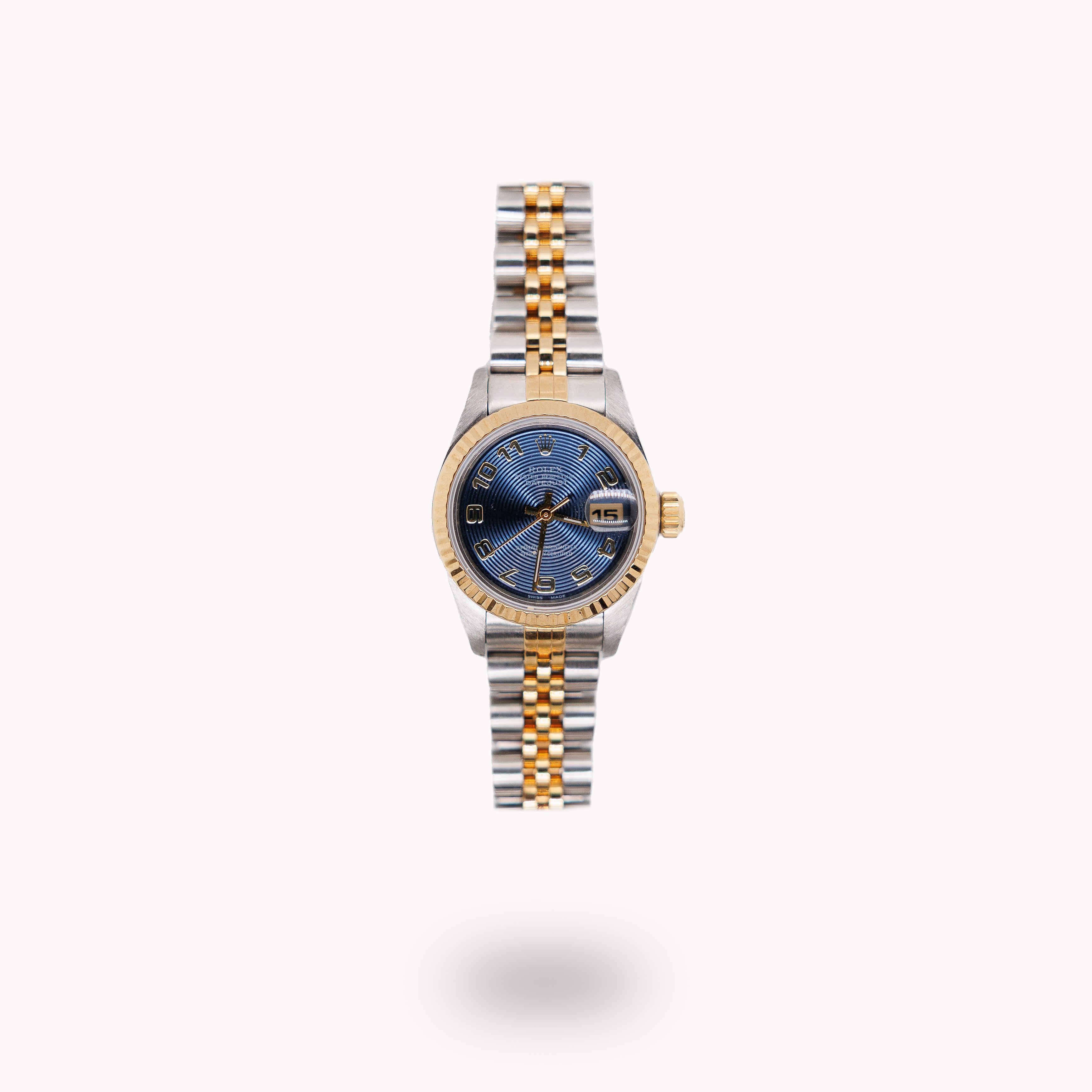 Rolex Ladies 26 Datejust 69173 Blue Concentric Arabic Number Dial Used