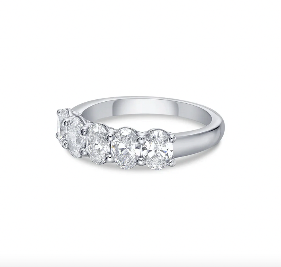 1.30 CTW 5-Stone Lab Grown Oval Cut Diamond Anniversary Ring