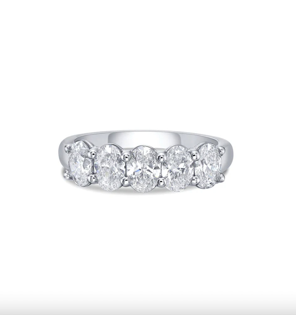 1.30 CTW 5-Stone Lab Grown Oval Cut Diamond Anniversary Ring