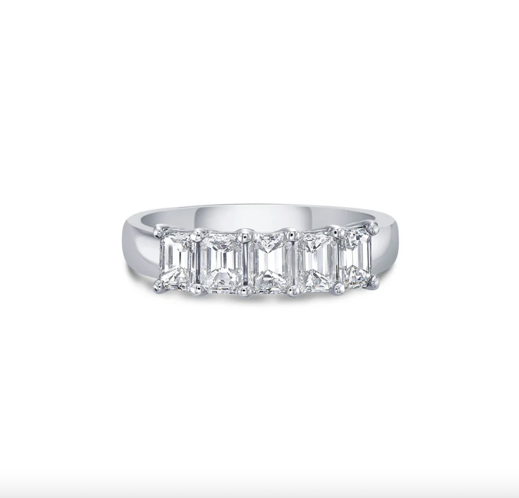 2.50 CTW 5-Stone Lab Grown Emerald Cut Diamond Anniversary Ring