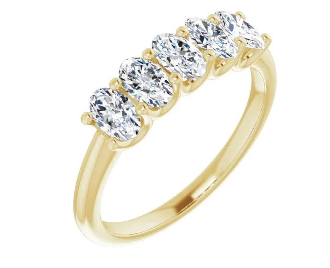 3.00 CTW 5-Stone Lab Grown Oval Cut Diamond Anniversary Ring