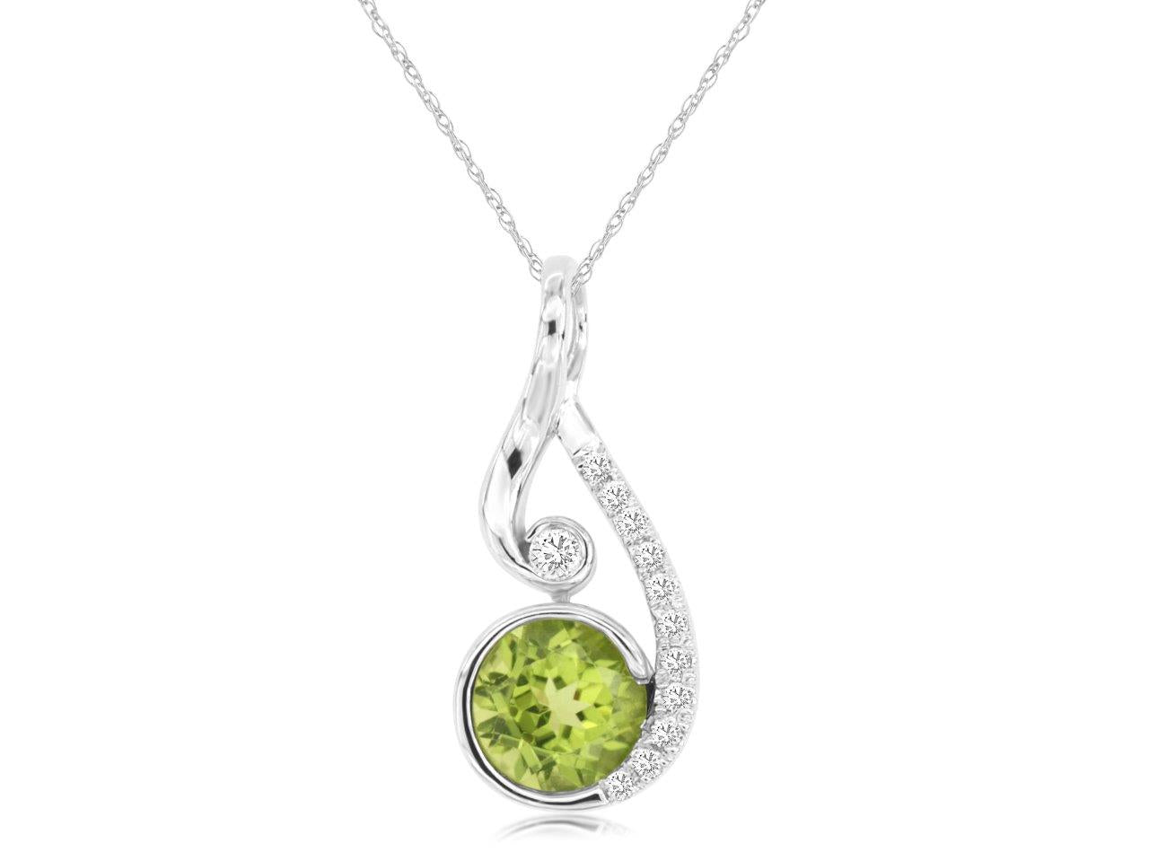 Asymmetric Peridot & Diamond Necklace 14kt white