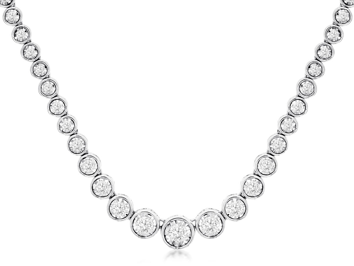 1.50ct Graduated Diamond Tennis Necklace White Gold